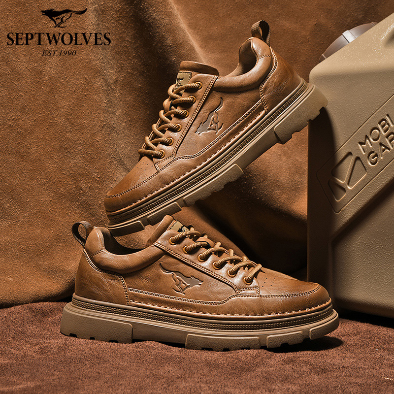 Septwolves/七匹狼冬季防滑休闲鞋英伦风百搭鞋潮鞋秋季复古皮鞋