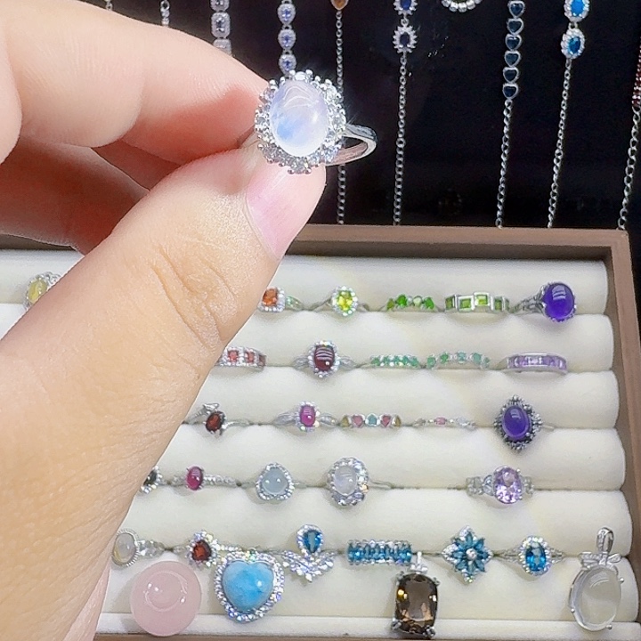 戒指拉长石银S925镶嵌