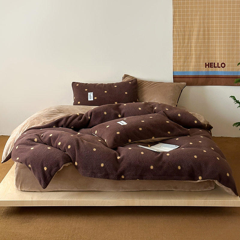 复古简约轻奢羊圈绒四件套加厚牛奶绒毛绒保暖系列双面绒床品套件