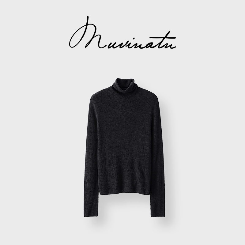 YIWEN 冬| 舒适百搭亲肤简约设计树皮花堆堆领打底衫MY580616