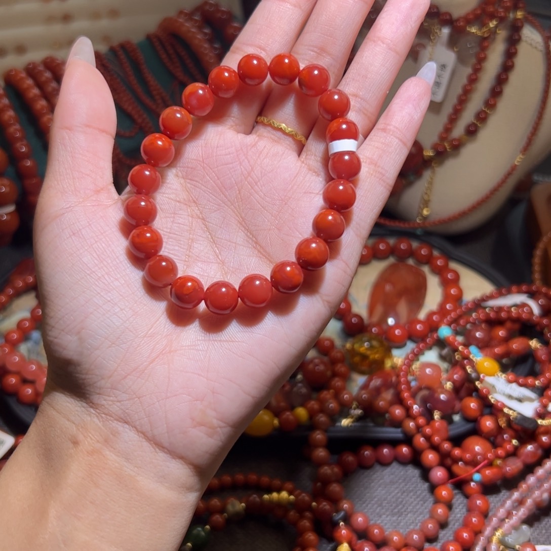 南红玛瑙未镶嵌手链9mm