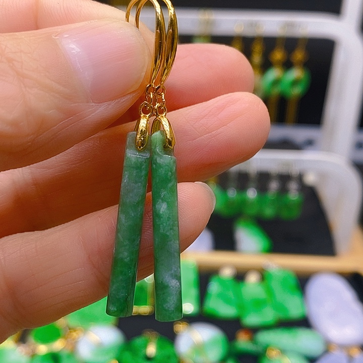 翡翠耳饰银S925镶嵌耳坠