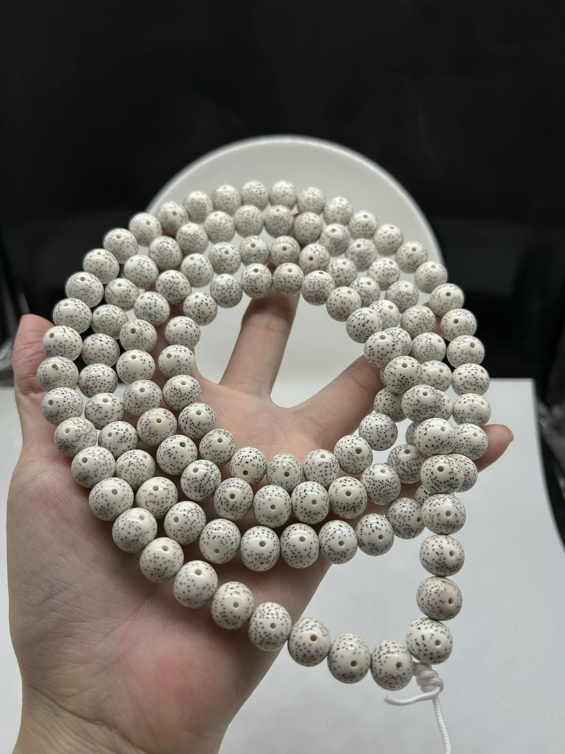 收藏毕业级海南毛感料脱脂顺白12圆眼睛留白牛毛星108念珠佛珠