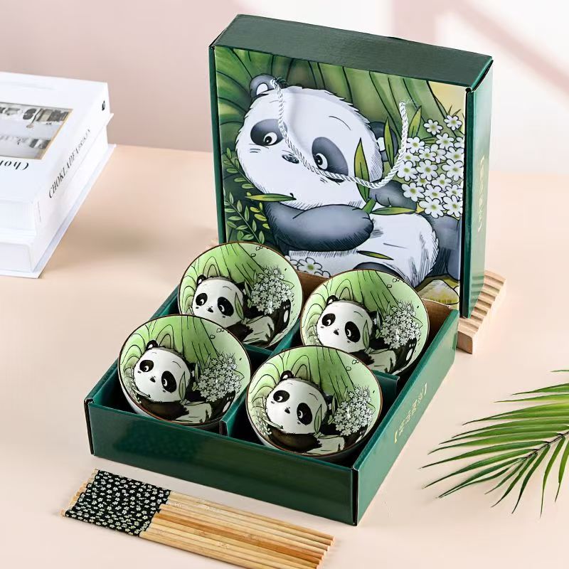 家用创意熊猫碗四件套YY