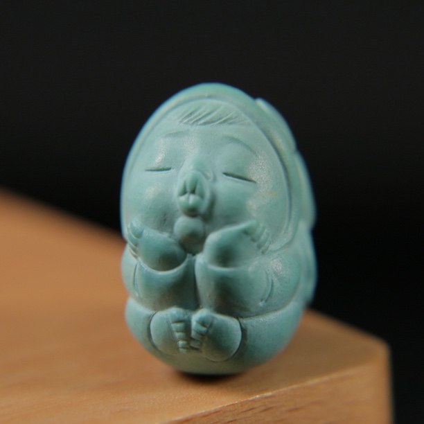 原矿绿松石雾霾蓝嘟嘟嘴 尺寸14×22×18.5mm，重7.78g