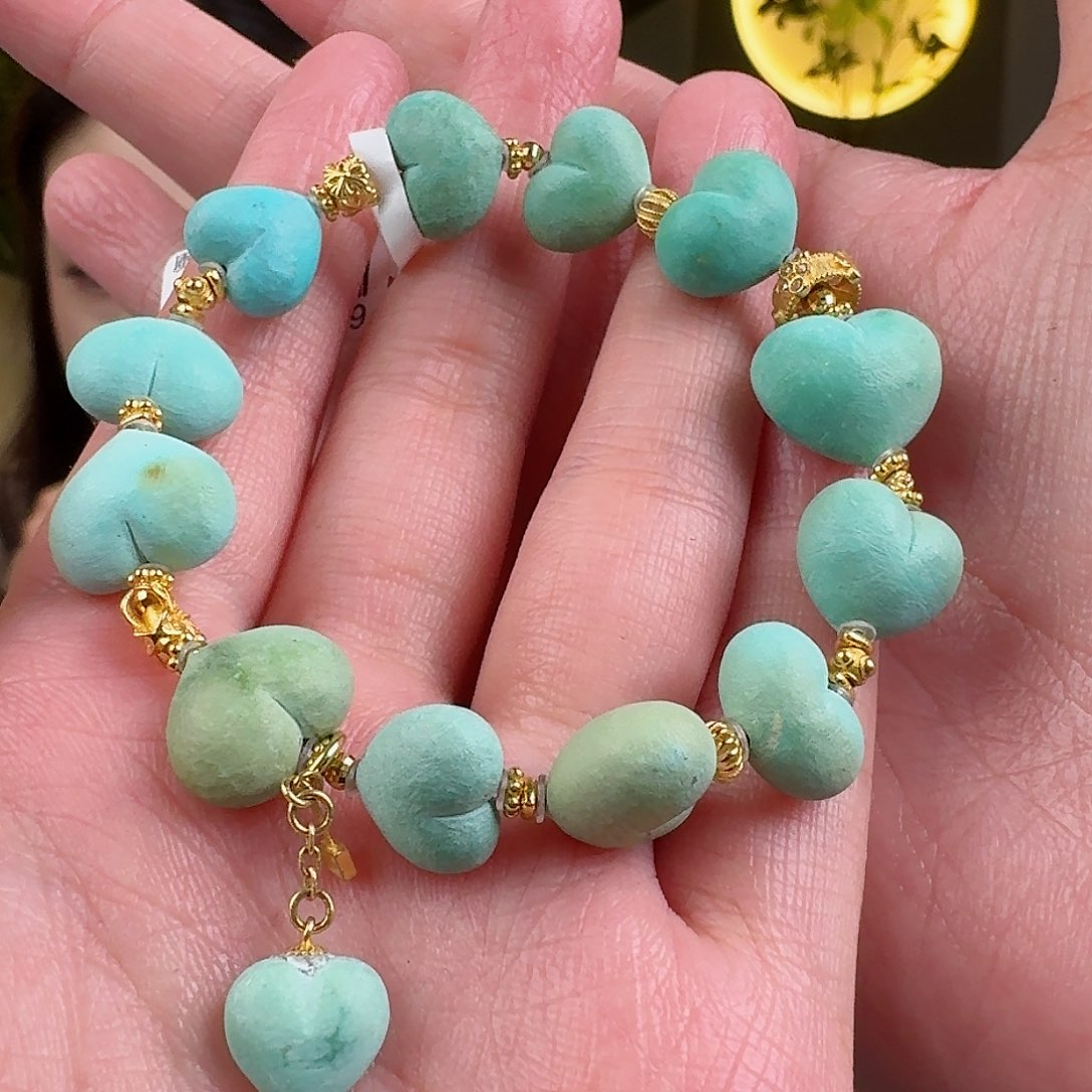 绿松石珠宝奇石18K金镶嵌