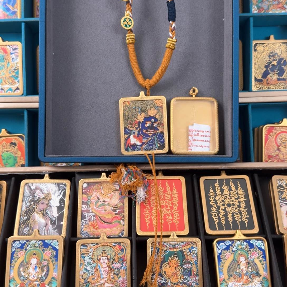 吊坠小***腿黑c黄铜黄五路绳