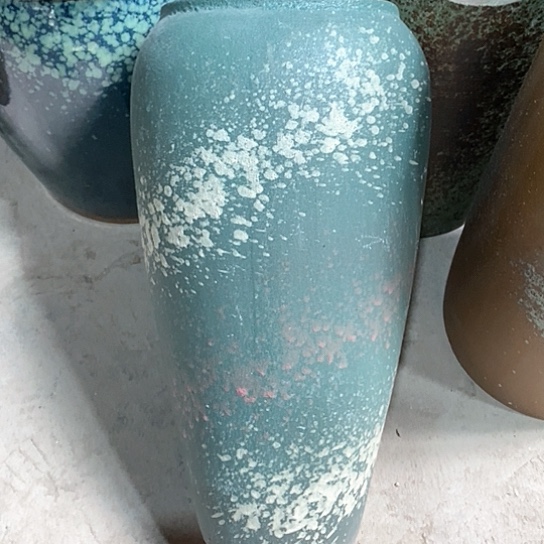 紫砂花盆口15高度38绿泼墨处理