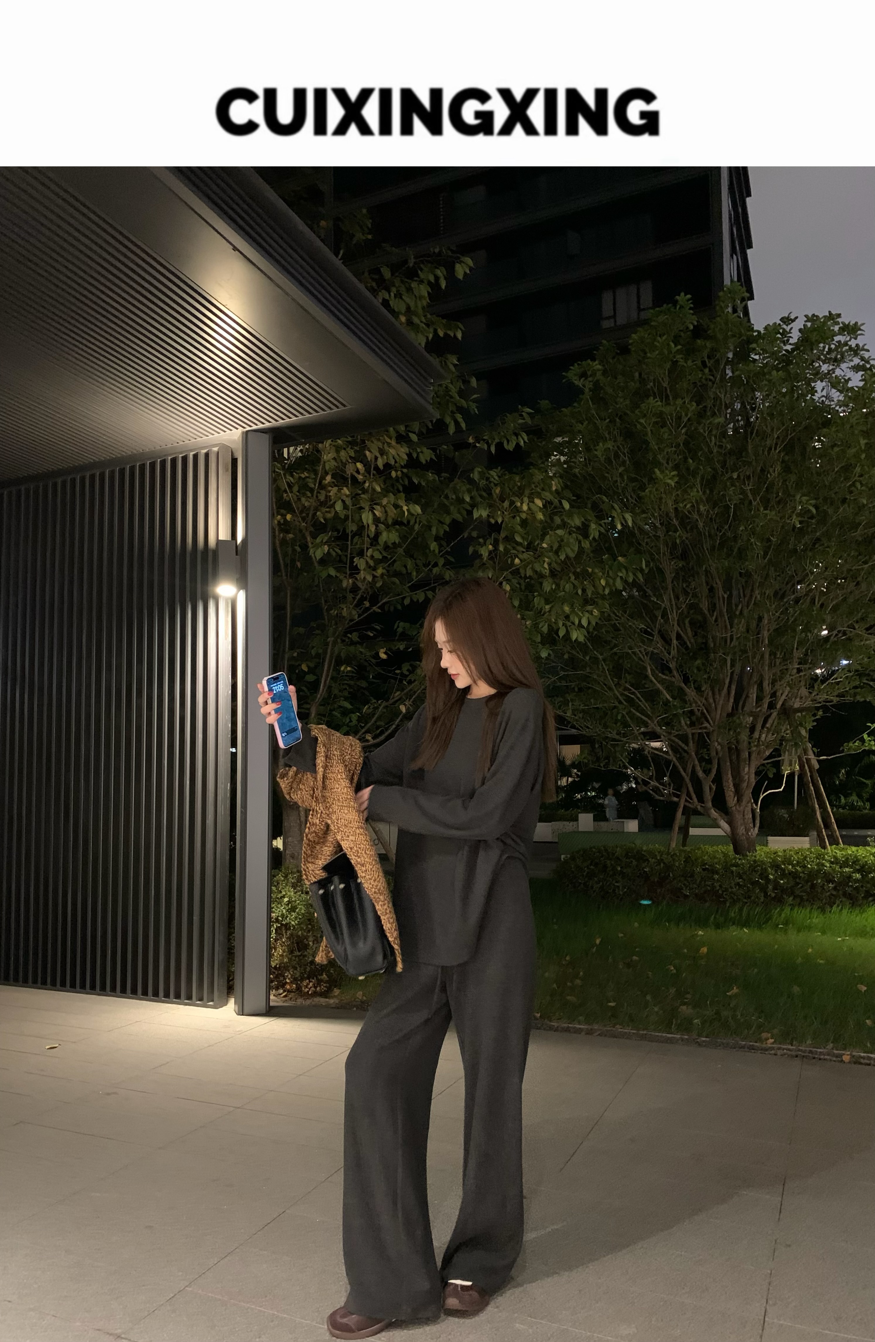 崔星星【Relax】高质感宽松简约纯色休闲套装36551