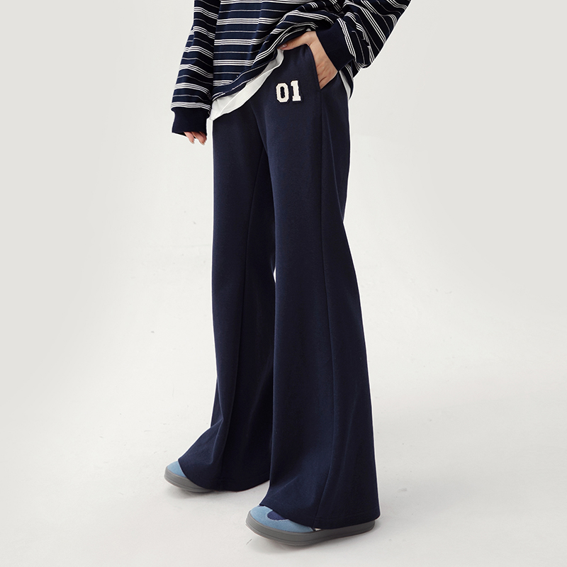 S1N初中生学院风经典百搭微喇裤舒适休闲卫裤C25CX1073W