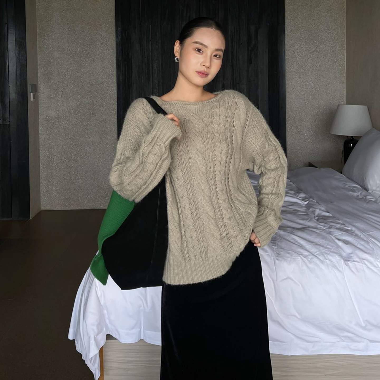 PURITYYH法式极简圆领绞花复古时尚百搭毛衣女高级秋季新款针织衫