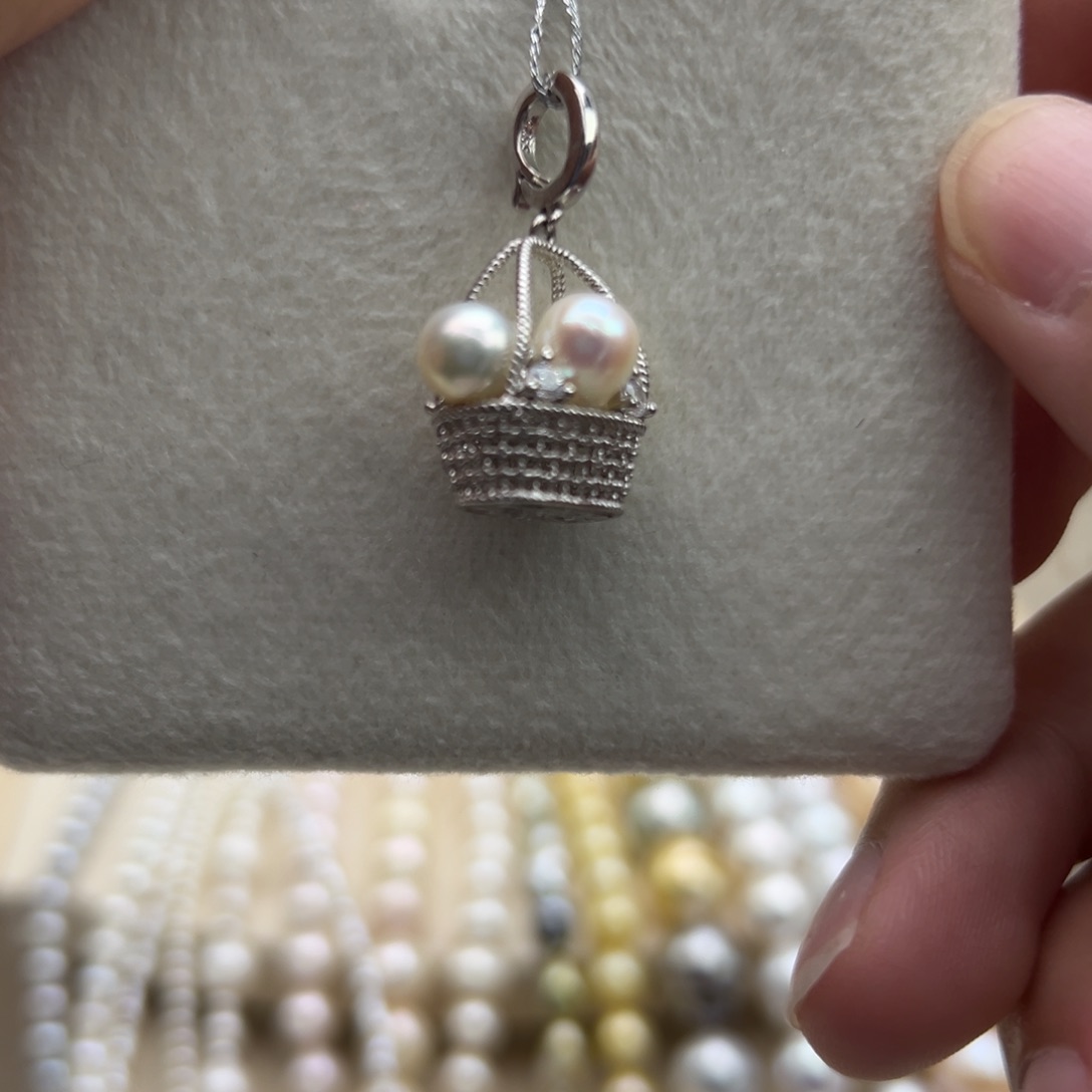 吊坠(不含链)银S925镶嵌海水珍珠6mm海水Ak花篮款
