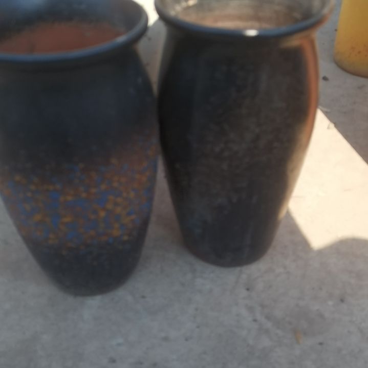 红陶口14高26两个盆子