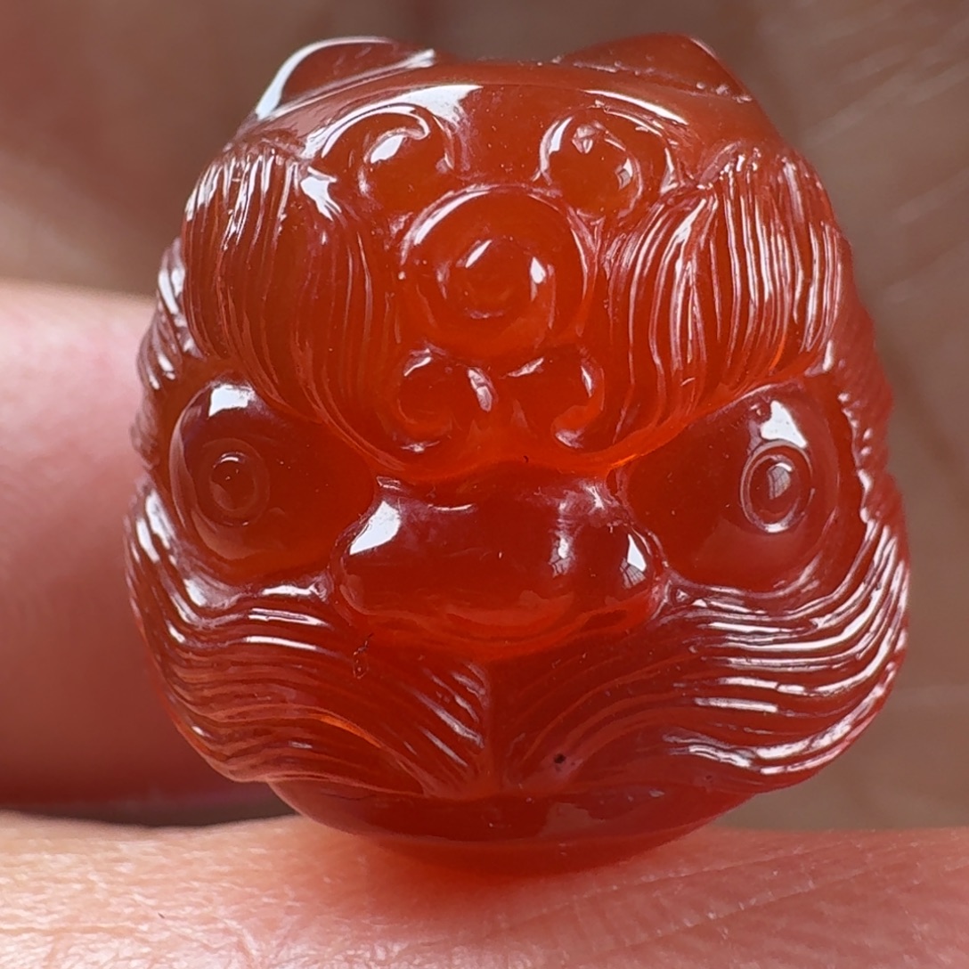 南红玛瑙未镶嵌醒狮