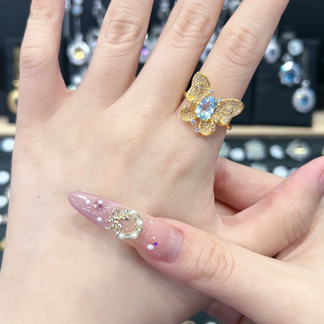 托帕石戒指银S925镶嵌