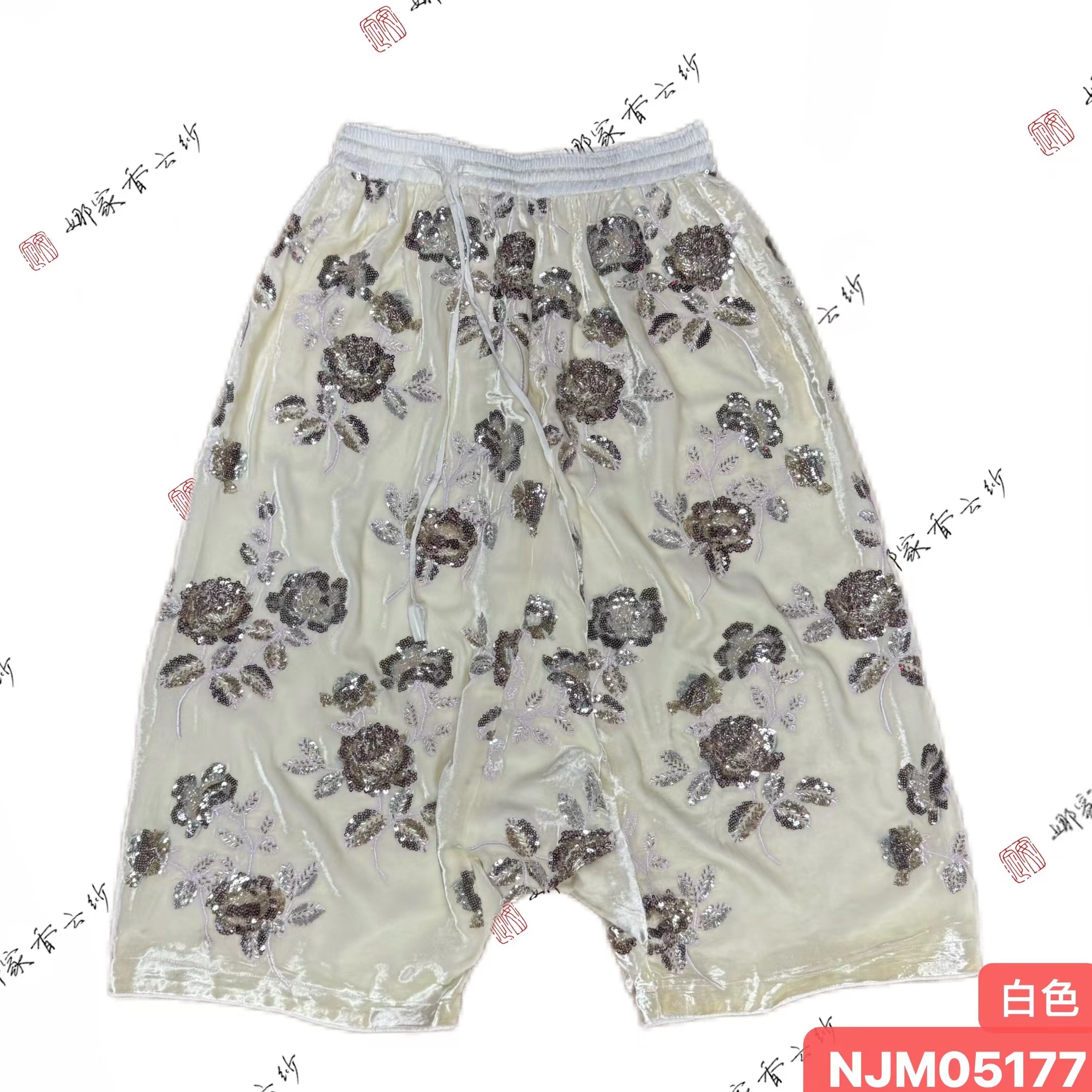 娜家国风钉珠双层垮裤NJM（05177）休闲时尚显瘦