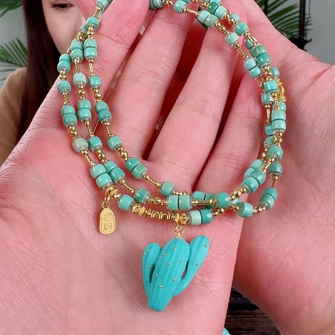 18K金镶嵌绿松石珠宝奇石