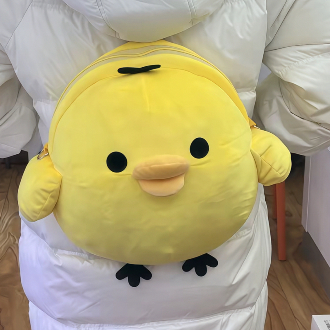 鼻孔鸡双肩包书包背包小鸡书包鼻孔鸡拉链小圆包毛绒玩偶双肩包