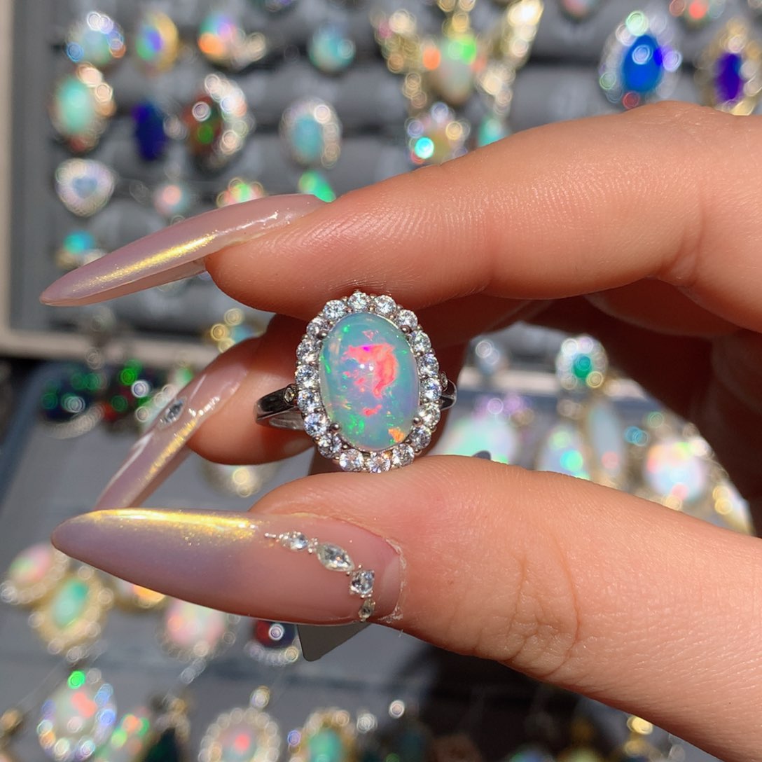 欧泊t欧泊耳钉银S925镶嵌