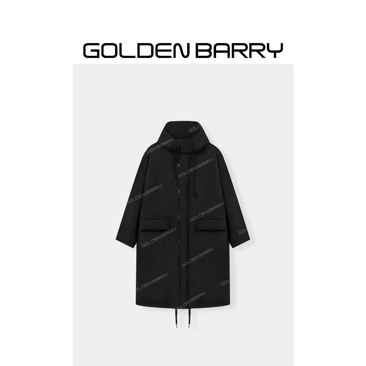 GOLDENBARRY|132058“黑珍珠”韩系偏门高领帽长版羽绒服