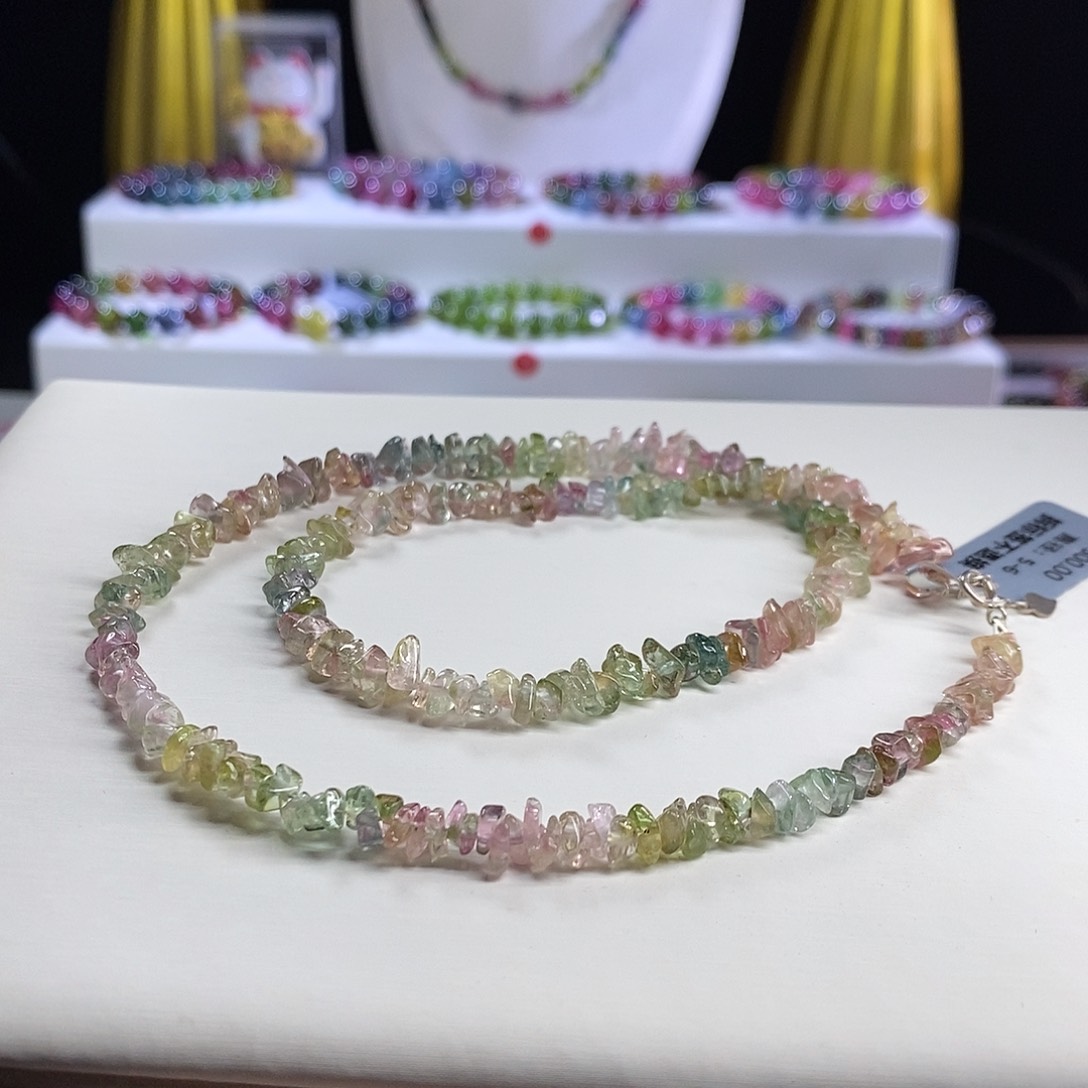 未镶嵌手链碧玺西瓜碎碎冰 锁骨链