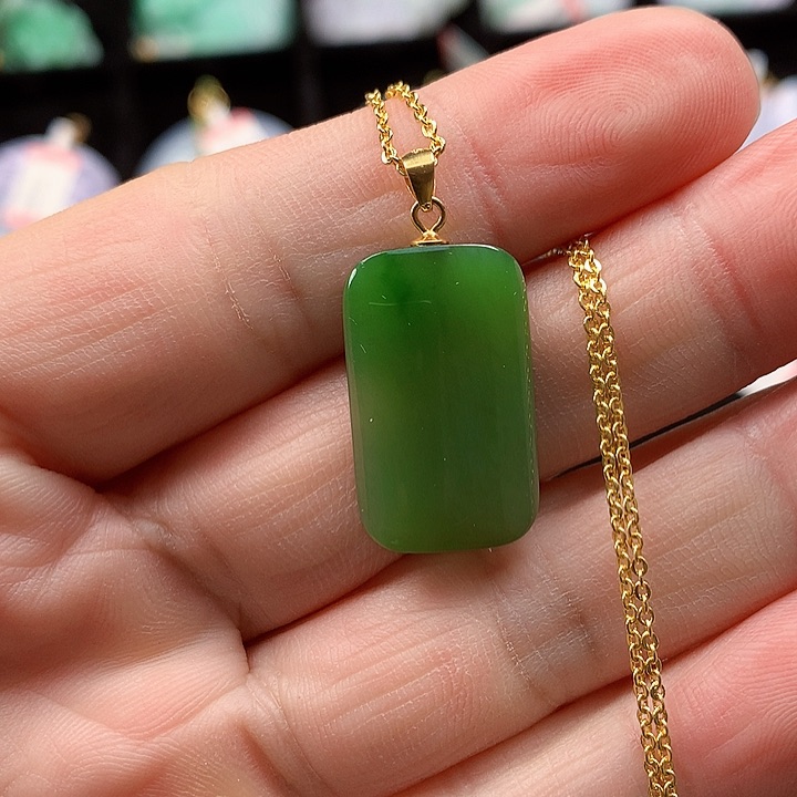 颈饰银S925镀金镶嵌和田玉