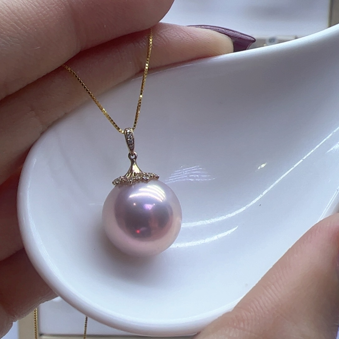 淡水珍珠吊坠(赠链)18K金镶嵌