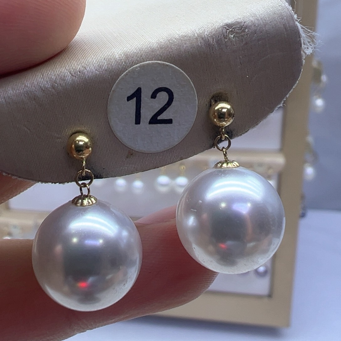 18K金镶嵌淡水珍珠耳饰