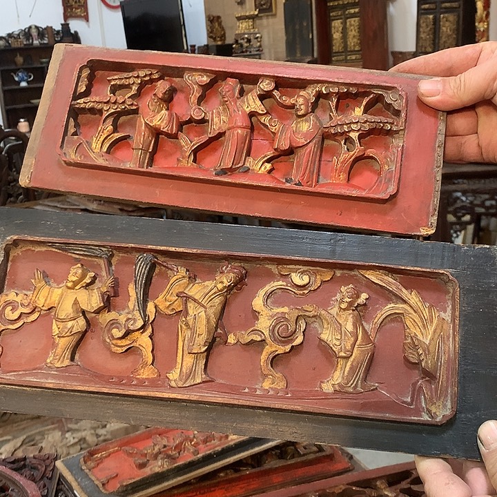 龙***戈香榧木老木雕花板民俗品