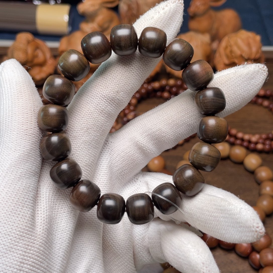 檀香木手串/手链东*老山阴沉1112横纹单圈沉水老料