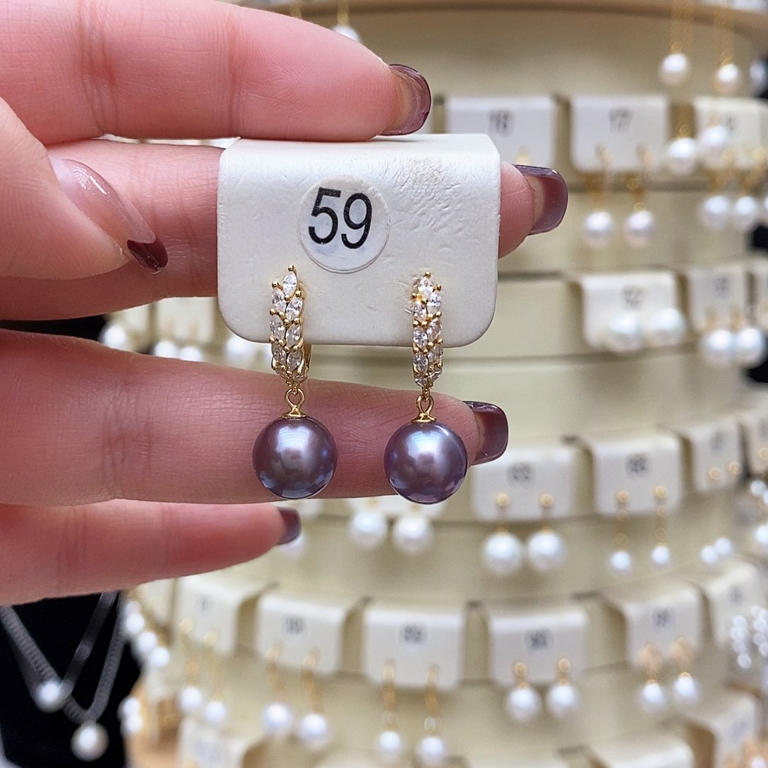 淡水珍珠耳饰银S925镶嵌