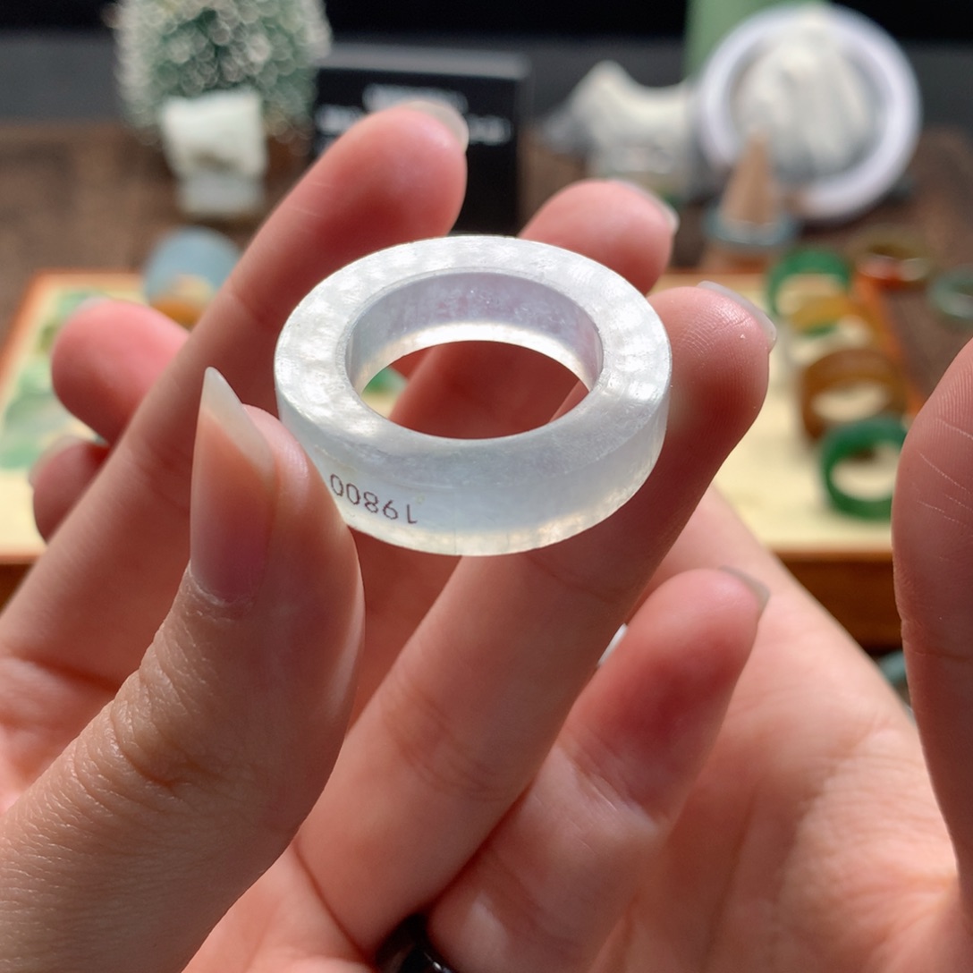 定制翡翠未镶嵌翡翠戒圈 起杠白月光 19-25