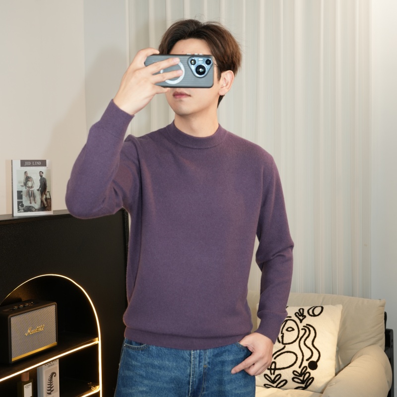 JUEPIN【100%山羊绒系列】纯色基础款圆领羊绒衫轻奢保暖