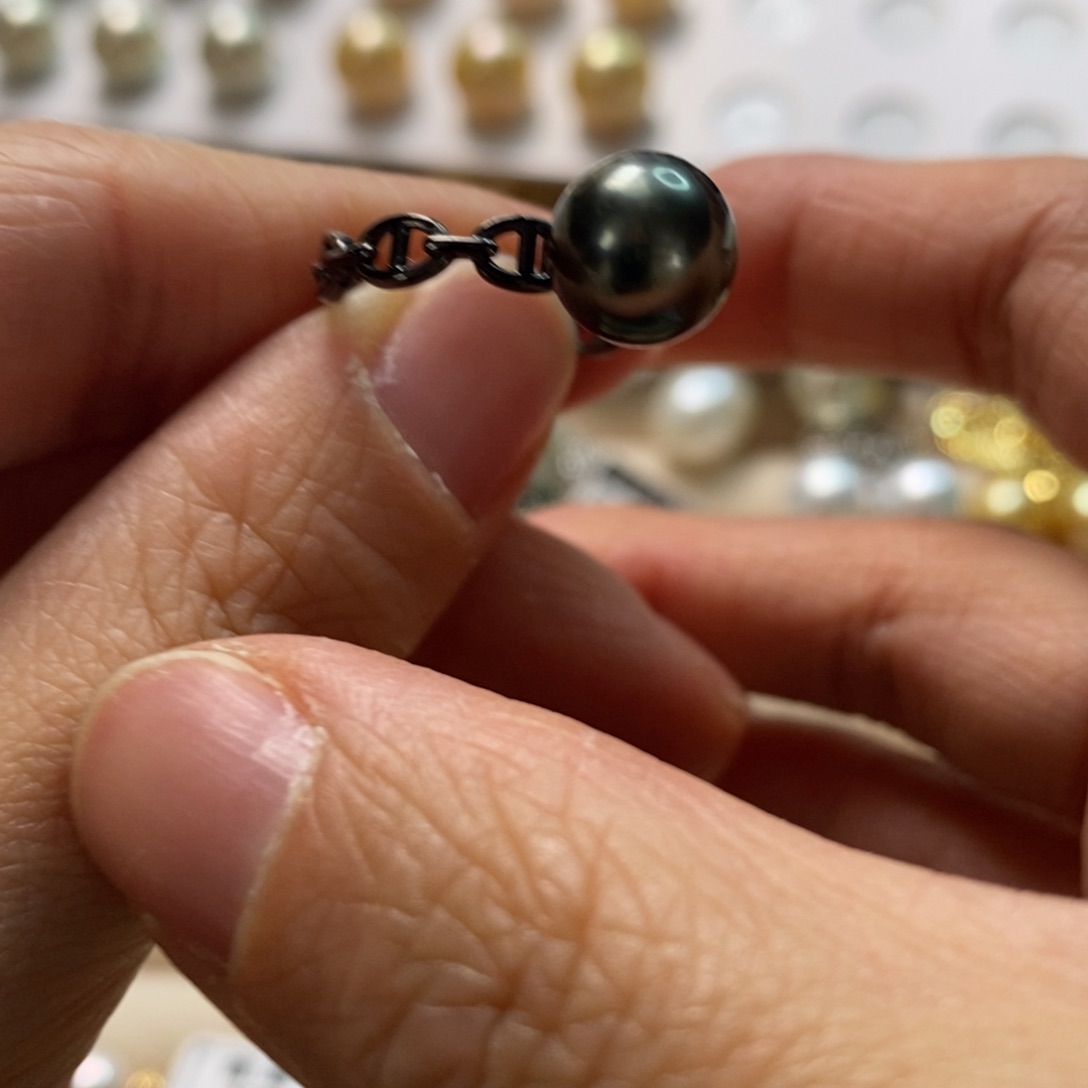 海水珍珠戒圈银S925镶嵌小**?