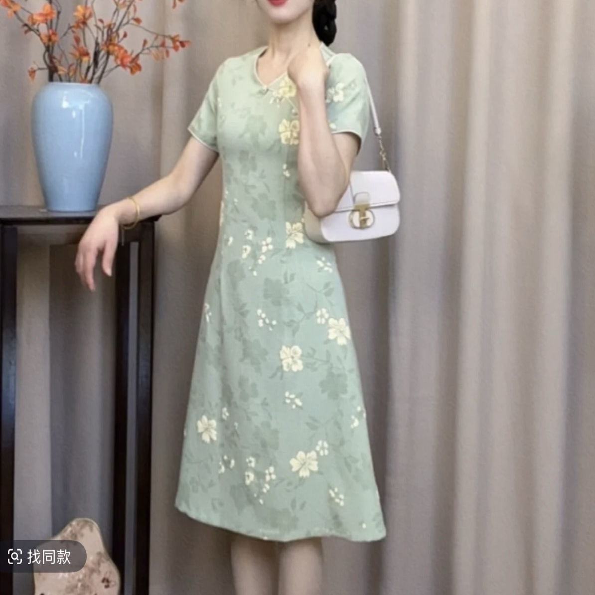 【2596 如初 绿色】显瘦气质修身优雅复古中国风旗袍