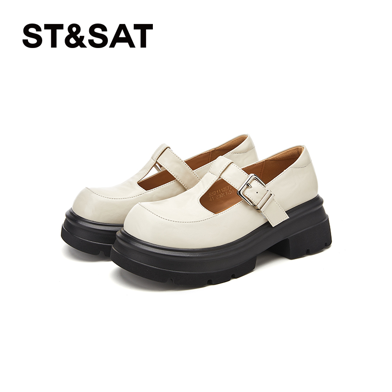 星期六春季奶油色学院风乐福鞋英伦风女鞋皮鞋时尚日系厚底