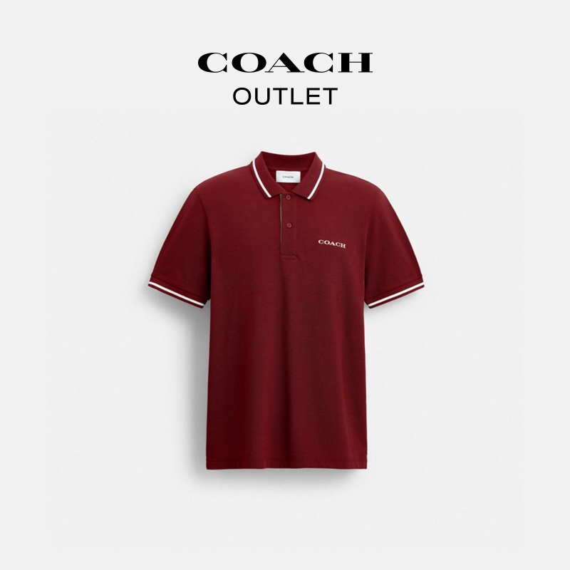 【新品】COACH/蔻驰奥莱 棉质经典标志饰边POLO衫