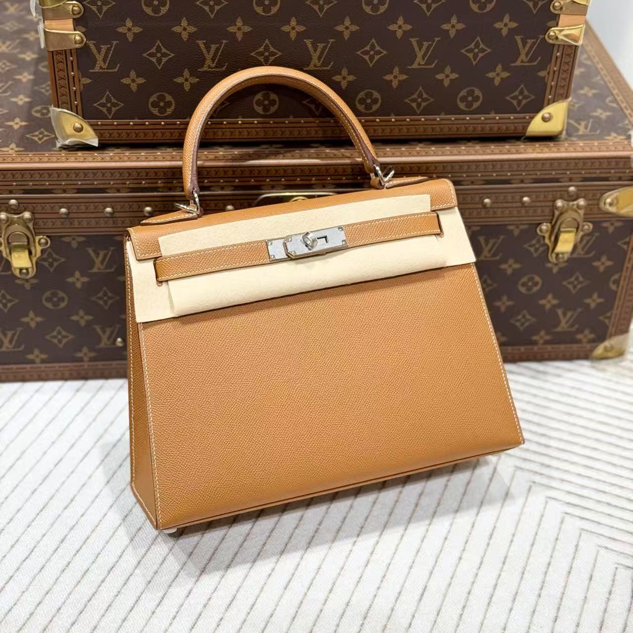 99新 Hermes/爱马仕 昊哥/爱马仕金棕kelly28包y刻