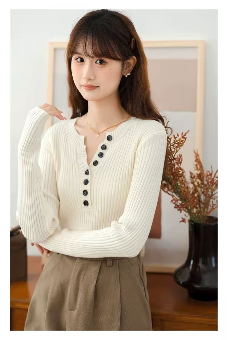 【羊毛】V领针织打底衫2025新款慵懒风设计感显瘦上衣t恤