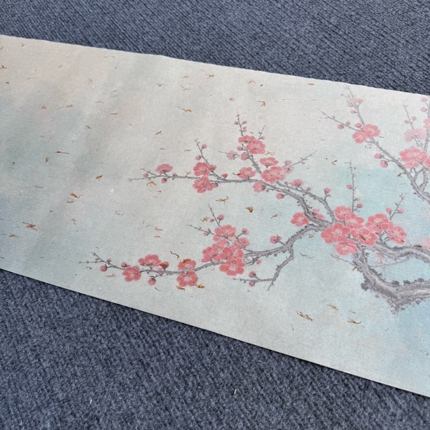 【干花恋红梅长卷】大风堂干花书法国画作品纸