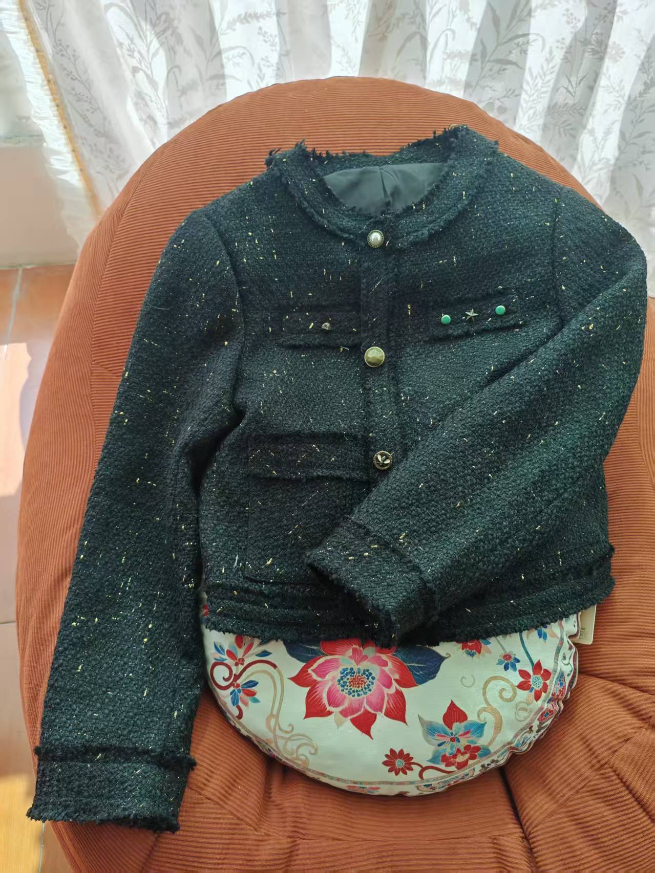 浪漫风加绒加厚款女厚款短外套长袖上衣休闲春秋秋季春秋洋气针织