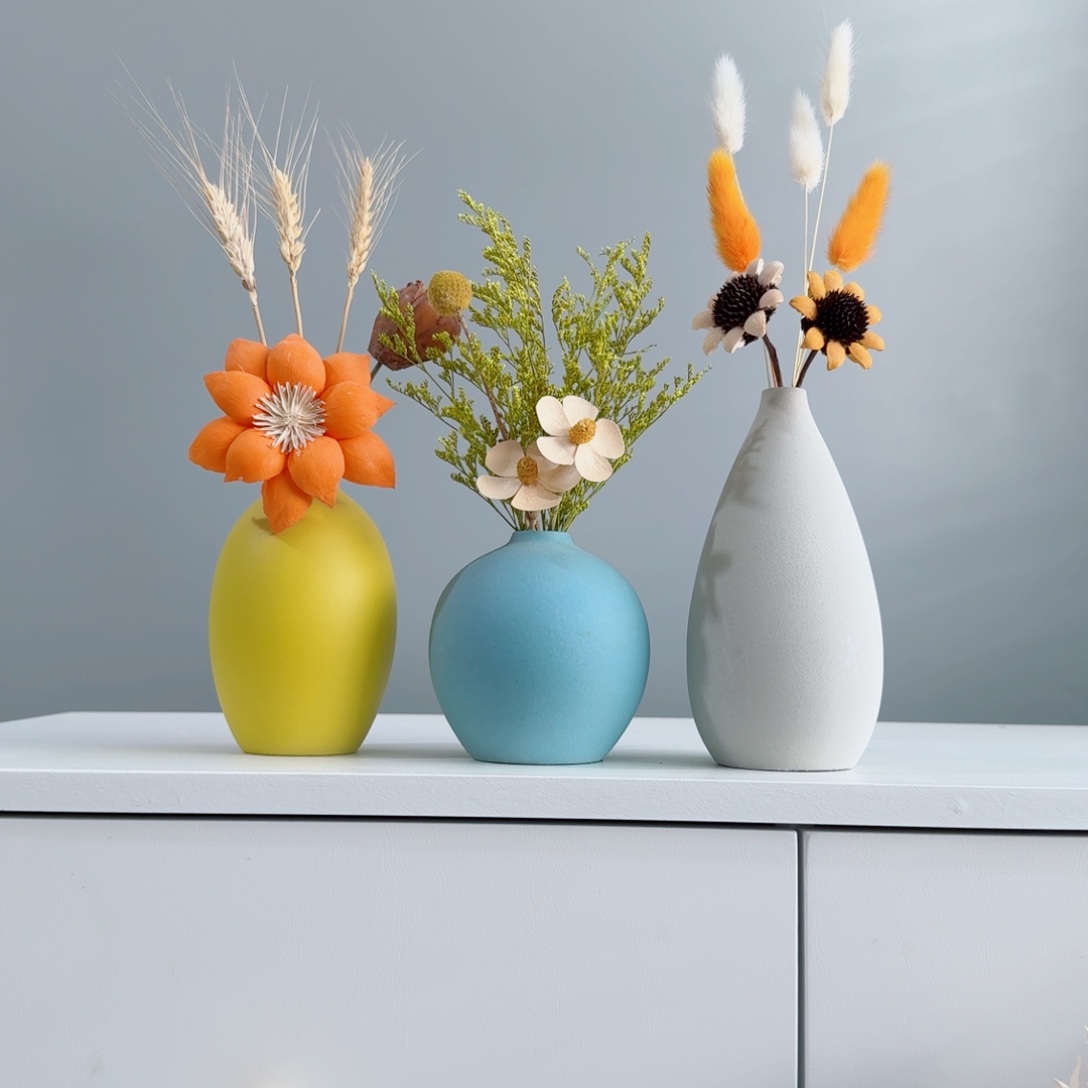 摆件陶瓷花瓶摆件含花总高约20-30cm