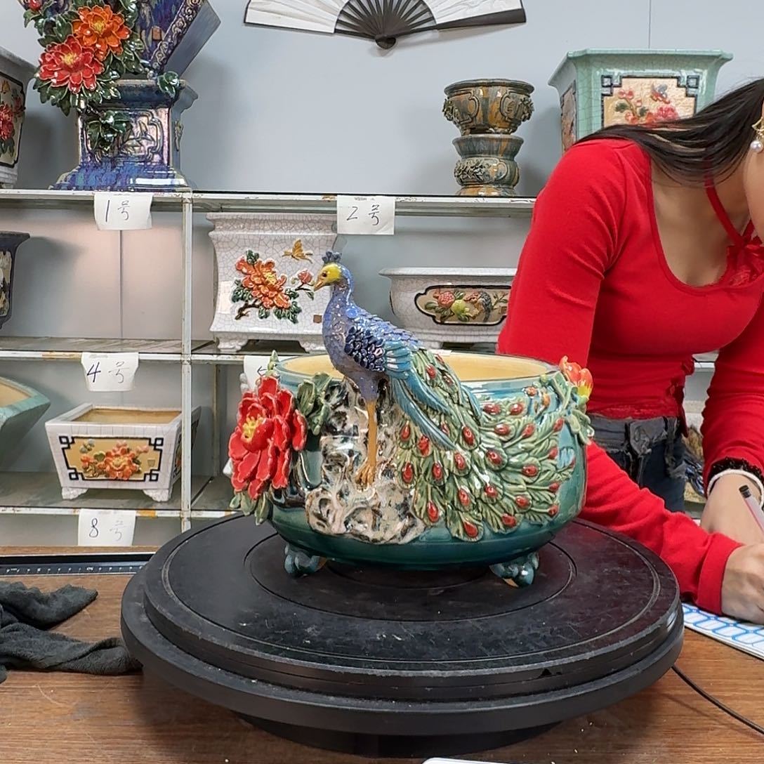 红陶。石湾盆30066