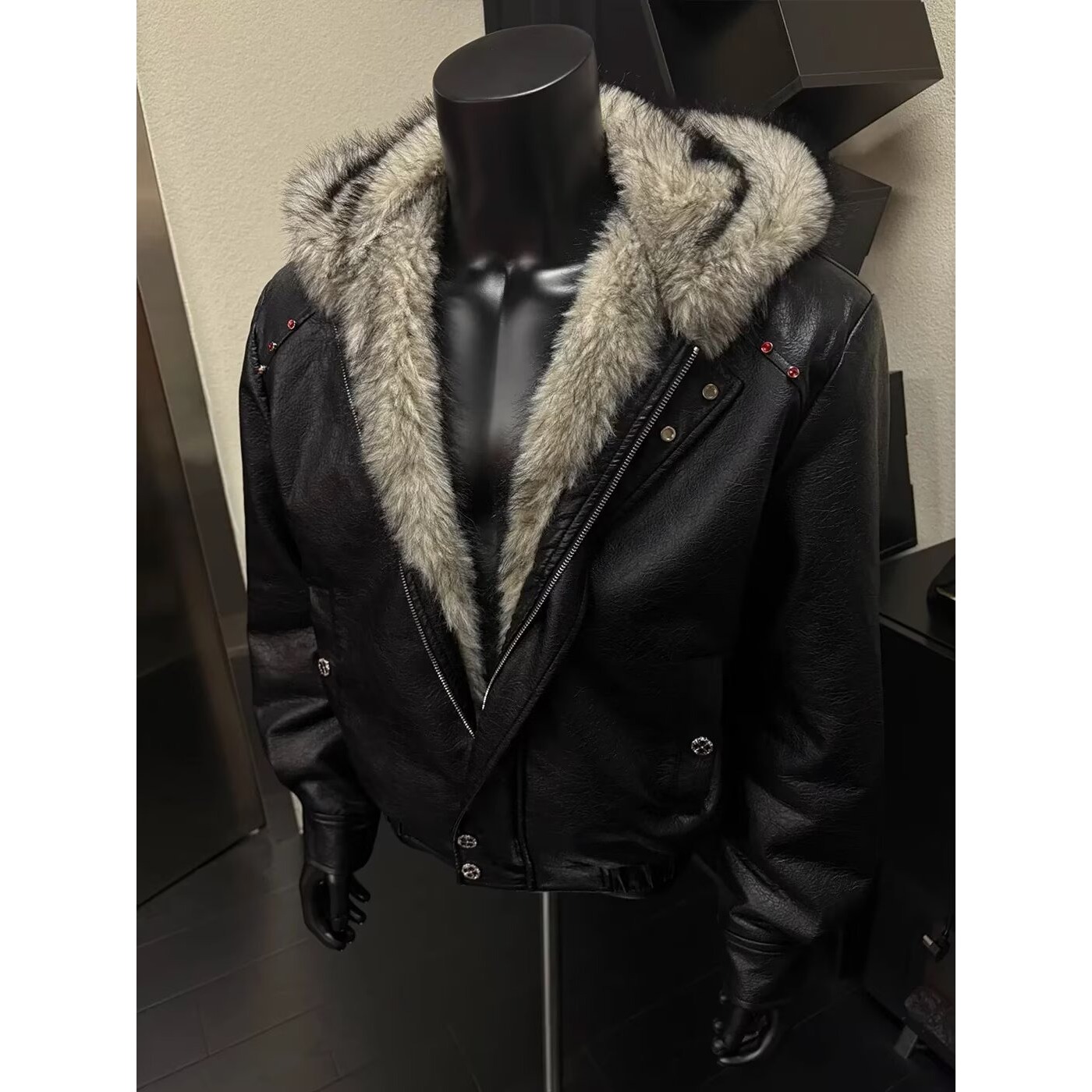 【779-850】美式座山雕毛领棉服夹克冬季cleanfit外套加绒加厚