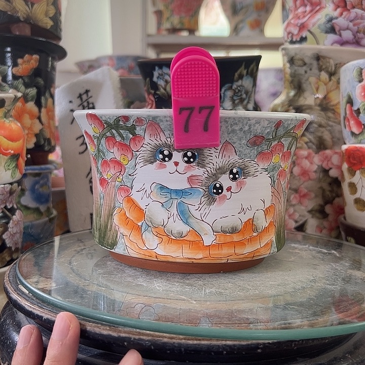 景德镇幸运花盆手绘韩式花盆