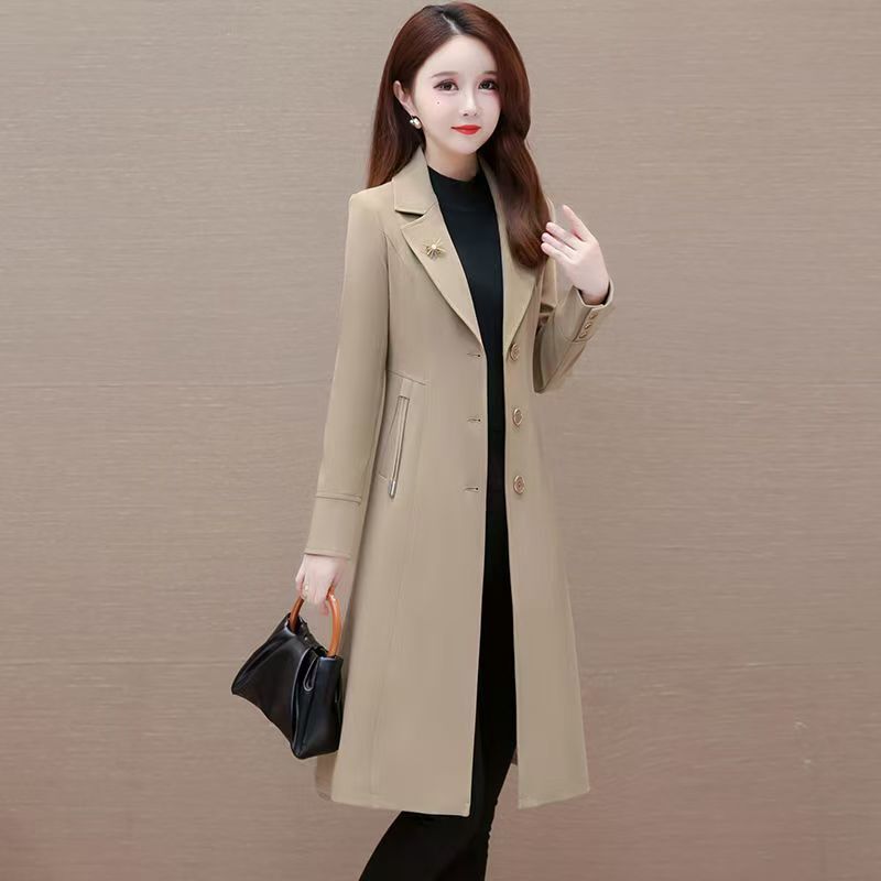 824#高档时尚百搭中长款外套2025大衣春秋新款气质修身显瘦洋气风