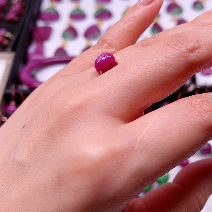 红宝石戒指银S925镶嵌