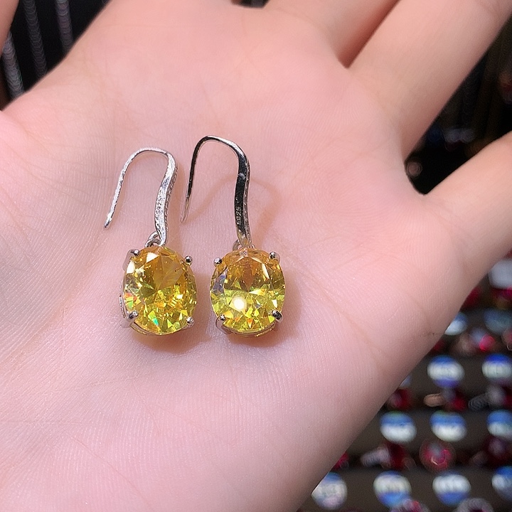 水晶耳饰银S925镶嵌1 高温优化/合成处理