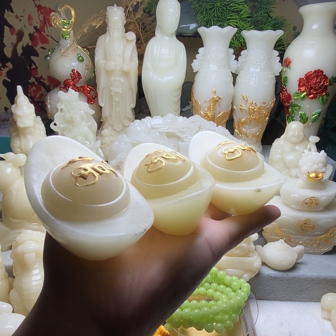 石材精美家居摆件元宝3个