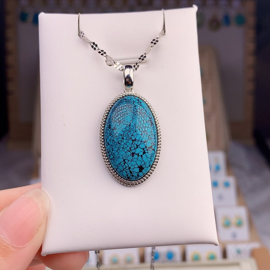 绿松石银S925镶嵌颈饰